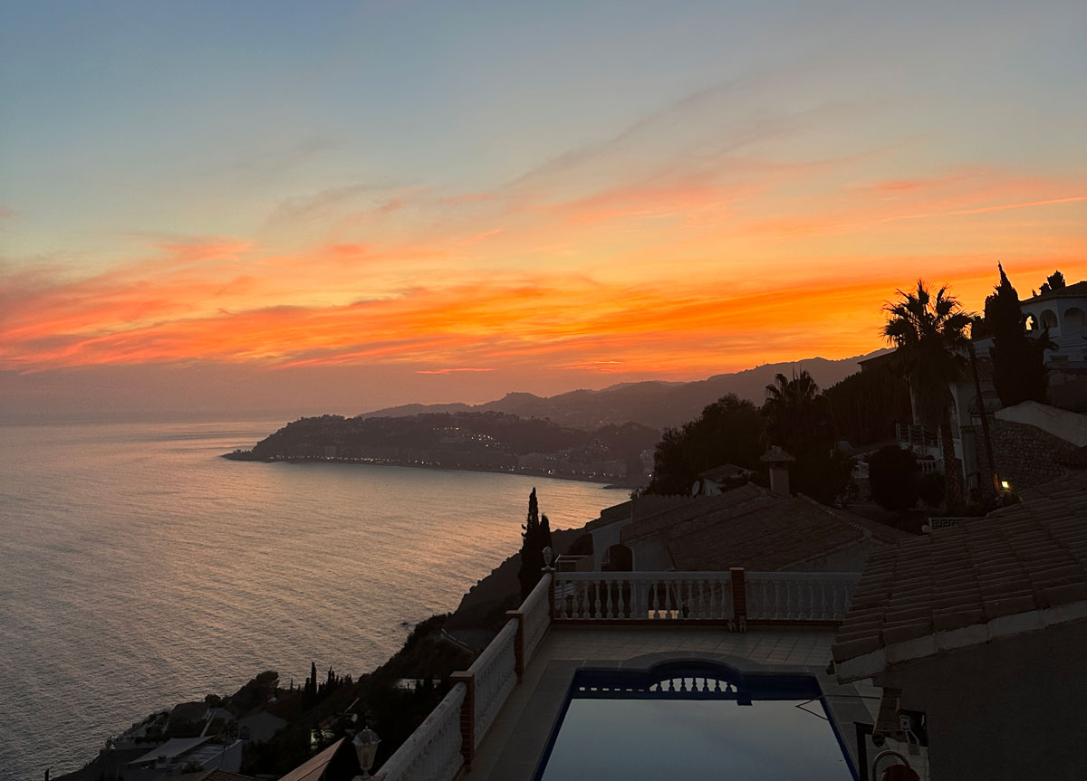 Sunset view over Urbanización Alfa-Mar and the Mediterranean
